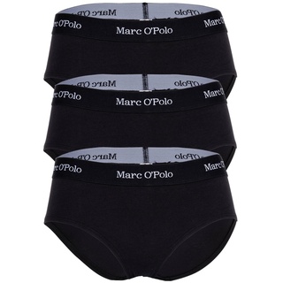 Marc O Polo Damen Panties, 3er Pack - Logobund, Organic Cotton Stretch, Basic Schwarz S