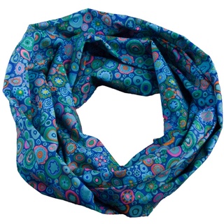 bettina bruder - Damen-Loop Schlauchschal Punkte Kringel blau bunt - 100% Baumwolle