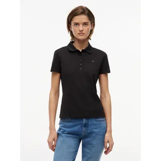 Poloshirt TOMMY JEANS "TJW SLIM ESSENTIAL SS POLO", Damen, Gr. L (42/44), schwarz, Single Jersey, Obermaterial: 97% Baumwolle, 3% Elasthan, unifarben, slim fit normal, Rundhals, Shirts, Baumwollmischung, slim fit
