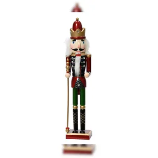 Christmas Decorations 1 Stück Nussknacker Holz 38cm König mit Zepter Weihnachtsfigur klassisch Vintage Winterdeko Weihnachtsdeko Dekofigur Figur Dekoration Weihnachten