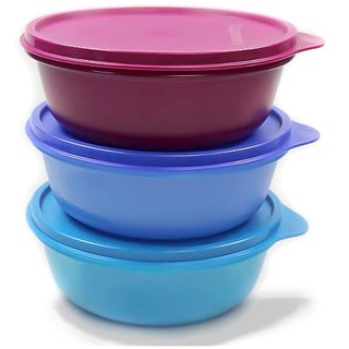 Tupperware Salatschüssel 600ml dunkelblau + blau + dunkelrosa Box 37921