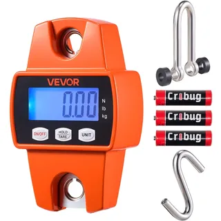 Vevor Kranwaage 300 kg, Digitale Hängewaage mit Gehäuse aus Aluminiumguss & LCD, Wildwaage 50-g-Teilung & 3-Stufiger Umschaltung, Zugwaage, Fischwaage, Handwaage für Landwirtschaft, Jagd & Angeln