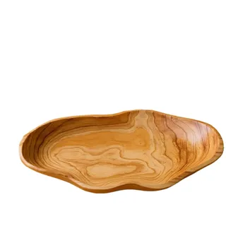 Generisch 2 Stück Obstschale Holz 40x18cm, Rustikale Massivholz Servierschale für Küchentheke & Wohnzimmer | Landhausstil Deko Holzschale fürObst & Gemüsen | Modernes Design & Naturprodukt
