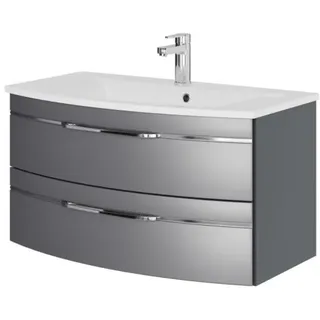 Pelipal Serie 7045 Waschtisch-Set SET-167-039 Stahl Grau Metallic / Stahl Grau, Griffe chrom, 91 cm