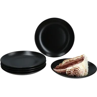 MamboCat Panther 6er Set Kuchenteller schwarz I matte Steingut-Frühstücksteller für 6 Personen I kleine Teller für Salat, Dessert & Co. I Geschirr für Frühstück, Mittag, Kaffee & Abendbrot