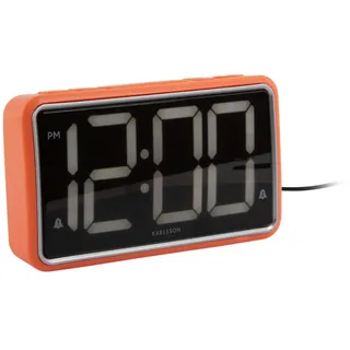 Karlsson Wecker New Retro - Leuchtendes Orange - 16.5x4.5x9cm - Rechteck - Thermoplast - Wecker für Schlafzimmer