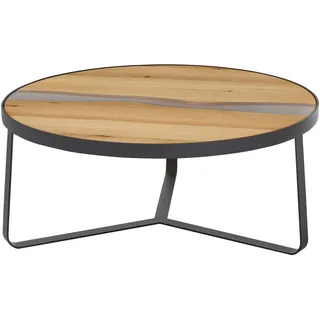 Venjakob Couchtisch, Anthrazit, Eiche, Holz, Metall, Kunststoff, Wildeiche, massiv, rund, 83x35x83 cm, Goldenes M, Made in Germany, Dgm, Wohnzimmer, Wohnzimmertische, Couchtische, Couchtische Metall
