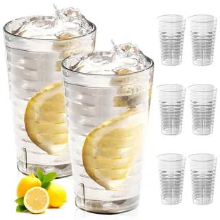 WANDGU Stapelbare Kunststoff-Trinkgläser 8er Set BPA-Frei Bruchfeste Trinkbecher, Wiederverwendbare Camping-Becher für Outdoor, Küche und Familienfeiern