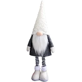 Fonzci Weihnachtszwerg-Plüschdekoration, Gesichtslose Weihnachtszwergpuppe, Weihnachts-Teleskoppuppe, Teleskopzwergpuppe mit Teleskopbeinen, Handgefertigter Schwedischer Tomte-Zwerg für(Weiß)
