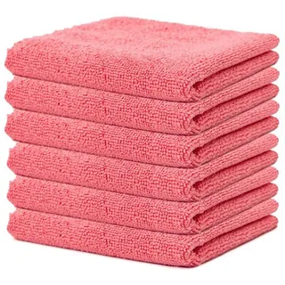 SMTCM 12 Stück Mikrofaser Reinigungstücher Lappen 25 * 25CM Rosa Allzwecktücher Weich Putztüch Mikrofasertücher Saugfähige Küche Tücher Geschirrtücher Fusselfrei Waschbare Putzlappen für Haus Auto