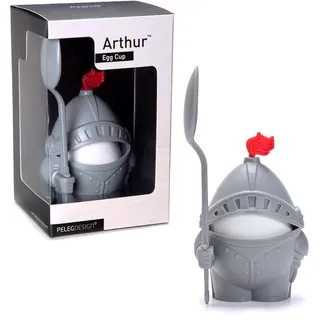 PELEG DESIGN - Arthur, der edle Eierbecher | Eierbecher lustig | Eierbecher Kinder inklusive Löffel | Kunststoff Egg Coddler in Ritter Optik | Geschenk für Vatertag, Weihnachten, Geburtstag