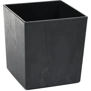 Tymar Blumentopf, Pflanzkübel, Übertopf, Blumenkübel aus Kunststoff, Gross, Quadrat, Glanz, Garten, Balkon, Terrasse, Haus (Beton Schwarz, 19x19 cm)