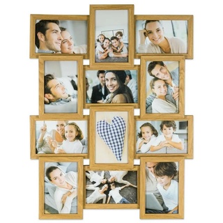 Levandeo® Bilderrahmen Collage, levandeo Bilderrahmen Collage 45x58cm 12 Fotos 10x15 Eiche MDF Holz