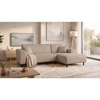 OTTO home Ecksofa ARROS L-Form mit Wellenunterfederung, Maße B/T/H: 235/163/81 cm, incl. Zierkissen, mit Recamiere rechts/links bestellbar, auch in Cord braun