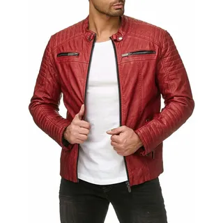 RedBridge Lederimitatjacke aus robustem Kunstleder mit Reißverschluss und Stehkragen rot M