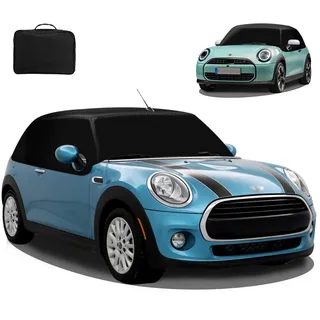 MaxEarn 600D Halbgarage Autoabdeckung für Mini Cabrio R52 R57 F57 2005-2022 | 100% Verdunkelung Thermomatten, 4-Jahreszeiten-Blockiert UV Strahlen Wetterfest Eisschutz Staub Frontabdeckung Wrap Cover