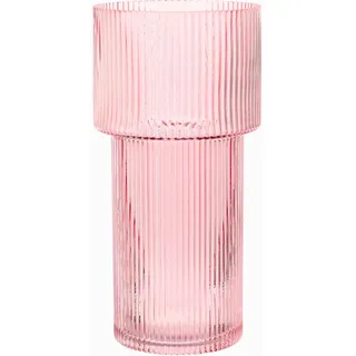 YANWE1 Große rosa Glasvase, 30,5 cm hoch, geriffelte Vase für Blumen, moderne Fackelförmige Blumenvase mit gerippter Textur für Wohnzimmer, Esstisch, Büro, Eingang, Kaminsims, Regal