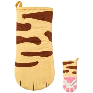 Ofenhandschuh Katzenpfote 30x16 cm Baumwolle, Lustiger Topfhandschuh Küche | Baumwolle Ofenhandschuh Katzenpfote 30 x 16 cm, einzelner Hitzeschutz-Handschuh zum Backen und Kochen