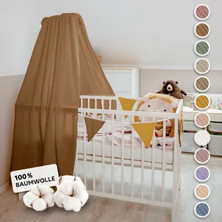 lilimaus Betthimmel Babybett in 12 Farben [inkl. Himmelstange] - Himmel Babybett aus 100% Baumwolle Musselin - Betthimmel Mädchen & Jungen - Himmelbett Vorhänge mit Stange - Kinder Babyzimmer Deko
