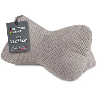 Bestlivings Buchkissen Leseknochen für den Nacken, 18x35 cm, ergonomisch, Bubble-Optik, formstabil, waschbar bei 30°C grau
