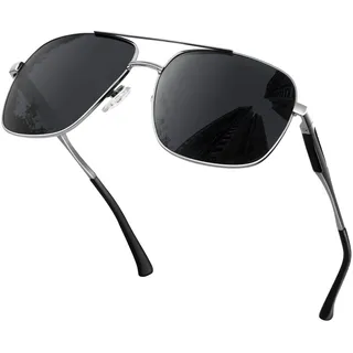 KANASTAL Polarisiert Sonnenbrille Herren Damen Groß | Klassische Retro Vintage, Verspiegelt, Premium Quadratisch Metallrahmen, UV400 Schutz,, Anti Glare, Doppelsteg, Stylisch - Einheitsgröße