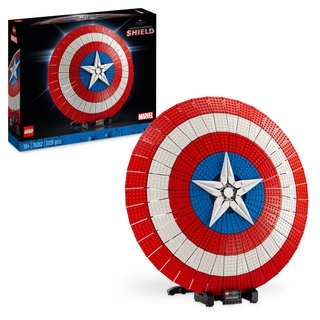 LEGO 76262 Marvel Captain Americas Schild Set, Avengers-Modellbausatz für Erwachsene mit Minifigur, Namensschild und Thors Hammer, sammelbare Infi...