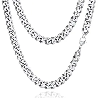 Halskette Herren Silberkette, 3/5/7/9mm Edelstahl Panzerkette Kette für Herren D