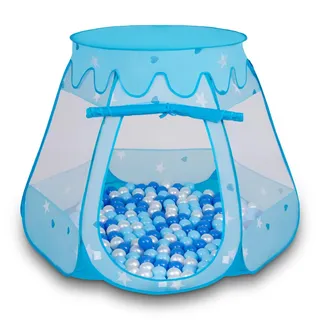 Selonis Baby Spielzelt Mit Plastikbällen Zelt 105X90cm/600 Bälle Plastikkugel Kinder, Blau:Babyblau-Blau-Perle