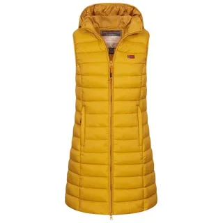 Geographical Norway Steppweste Damen Steppweste Kapuze Übergangs Herbst Windbreaker Lang Weste XL (42)