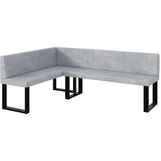 MEBLINI Eckbank für Esszimmer - Küchenbank - Essecke - Sitzecke Küche - Peter - U-Beine 142x196x87cm Links - Hellgrau Samt