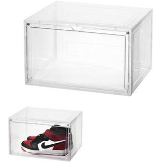 Schuhbox, 1er Schuhboxen Set, Transparente Stapelbare Schuhboxen, Faltbare Transparente Schuhboxen Schuhschrank Aufbewahrung Schuhe Kunststoff Schuh für Schuhe bis 33 x 28,5 x 19 cm, Transparent