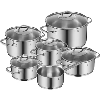 Topf-Set WMF "Provence Plus, Kochtopf Set mit Glasdeckel, spülmaschinengeeignet", edelstahl, Töpfe, hitzebeständig bis 250C, TransTherm-Allherdboden, poliert, Induktion