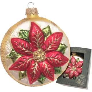Krebs Glas Lauscha Weihnachtstern Taler, Gold/Rot, 8cm