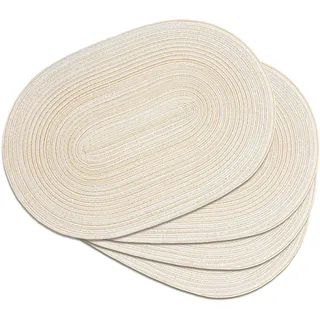 Ovale geflochtene Tischsets, 4 Stück, 30,5 x 45,7 cm, für Esstische, hitzebeständige Tischsets aus Naturgewebe (oval, beige, 4)