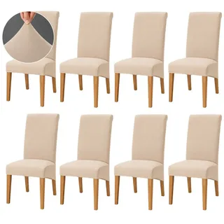 MOPUEA Sesselhusse Stuhlhusse Stuhlbezug Samt Stretch Hülle Esszimmer Schwingstuhl, Für Esszimmer, Abnehmbaren Stuhl Schutz Für Küche, Hotel beige|grau
