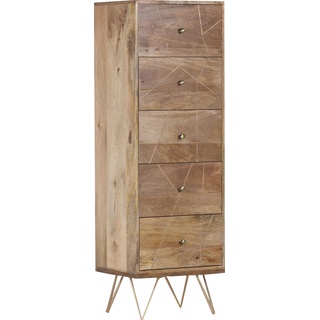 Kommode GUTMANN FACTORY "Scan" Sideboards Gr. B/H/T: 50 cm x 153 cm x 43 cm, Anzahl Türen: 5, mit goldfarbenen Einfräsungen, beige (natur) Kommode mit modernen Haarnadel Beinen