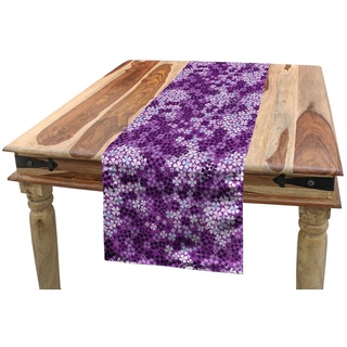 Abakuhaus Tischläufer Esszimmer Küche Rechteckiger Dekorativer Tischläufer, Frühling Frühling Romantische Wiese lila|weiß 40 cm x 180 cm