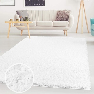 ayshaggy Shaggy Teppich Hochflor Langflor Einfarbig Uni Weiß Weich Flauschig Wohnzimmer, Größe: 150 x 150 cm Quadratisch