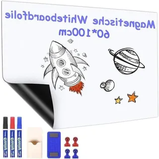 Famanu Wandbordfolie Magnetisch Selbstklebend Weiß (60 x 100 cm) - Ideale Whiteboardfolie