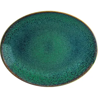 Bonna 6x Servierplatten Speiseteller Essteller Platte Porzellan Geschirr oval Grün Braun Ore Mar Moove 31x24cm