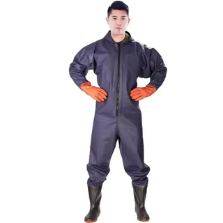MZSKLW Wasserdichter Overall mit Langen Ärmeln, Wathose for Angeln, Wathose mit Kapuze, Hose mit Stiefeln und Handschuhen, Set for Erwachsene, Angelbekleidung, Ausrüstungsanzug(D,42)