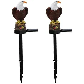 Set Mit 2 Adler-solar-gartenleuchten, Adlerförmige Solar-erdspießstrahler Zur Rasenbeleuchtung.