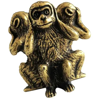 FUOYLOO Kupferne DREI Affen Statue Wohndekoration aus Massivem Messing Verspielte Affenskulptur für Wohn und Büroaccessoires Dekoratives Geschenk für Zuhause