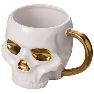 Buhdjfnke Halloween-Totenkopf-Tasse mit, Deckelloser Keramikbecher, Lustige Wasser-, Milch-, Mokka-Tasse, Kreative Modelliertasse, 600 Ml A