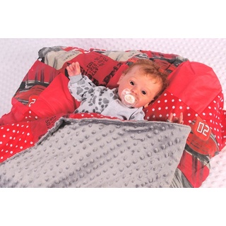 Babydecke »Decke Babydecke Wagendecke 100x75cm für Wiege Kinderwagen Babybett«, La Bortini grau|rot