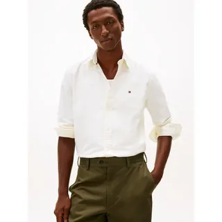 Tommy Hilfiger Langarmhemd OXFORD DOBBY Button-down-Kragen, regular fit, Businesshemd weiß L (52)