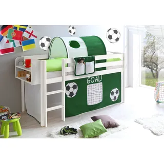 TICAA Hochbett Malte 90 x 200 cm Kiefer weiß Pirat