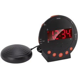 110 Dezibel Extra lauter Wecker mit rotem Blitzlicht und Super Shaker, Vibrationswecker für starke Schläfer, Studenten, mit kraftvollem Bett Vibrations Shaker