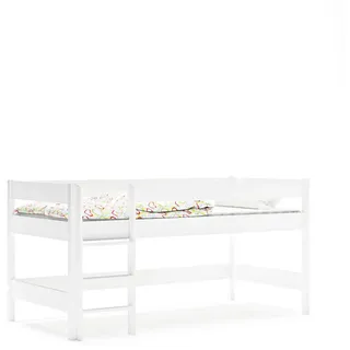 Lukdom Hochbett, Weiß, Holzwerkstoff, 90x180 cm, Kinder- & Jugendzimmer, Kindermöbel, Kinderbetten, Hochbetten