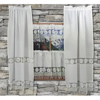 HOSSNER - ART OF HOME DECO Querbehang "Zugspitze" Gr. 2, weiß, B:120cm H:50cm, Baumwolle, HOSSNER - ART OF HOME DECO, Gardinen, Häkelspitze - ECHTE Handarbeit